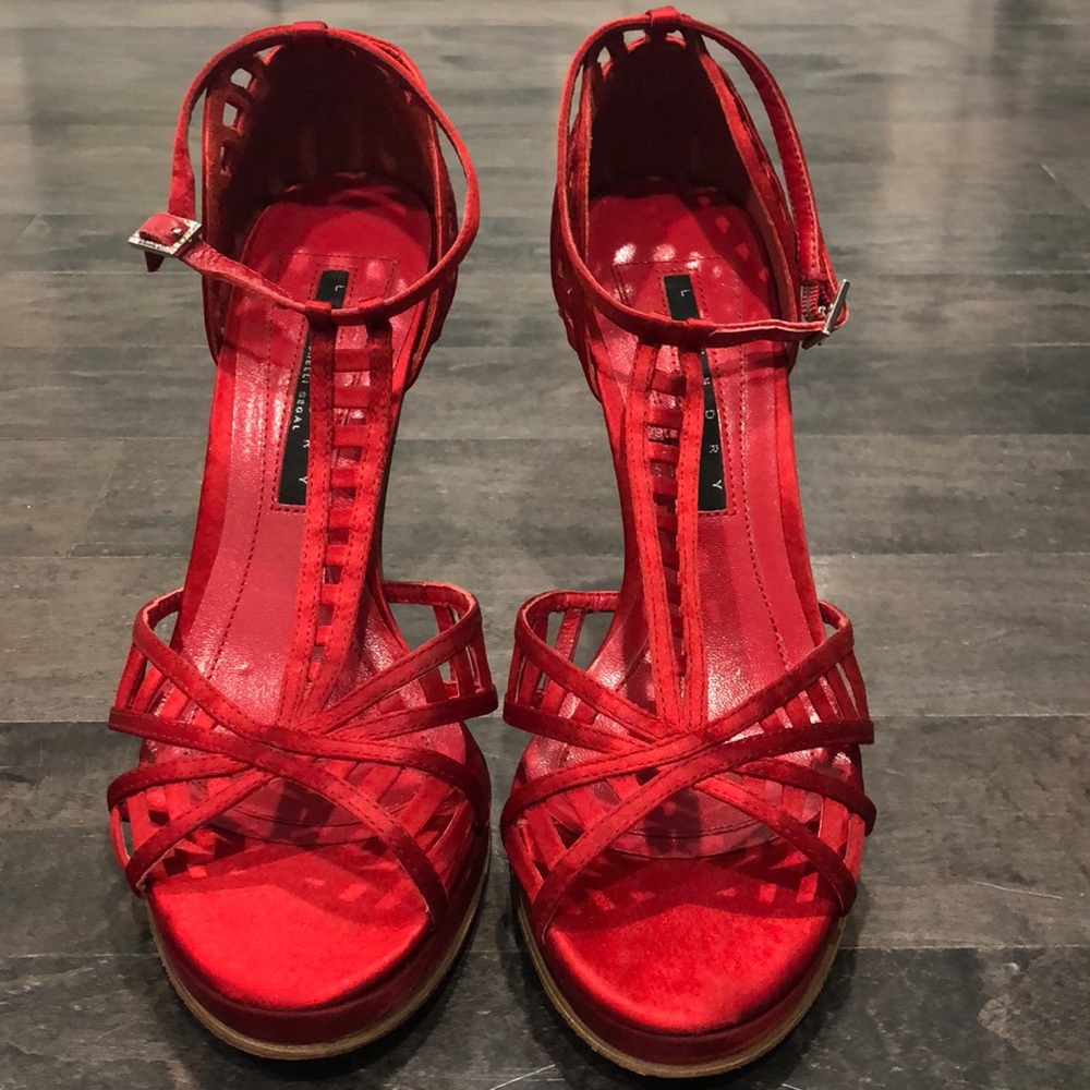 China red gorgeous open toe satin heels